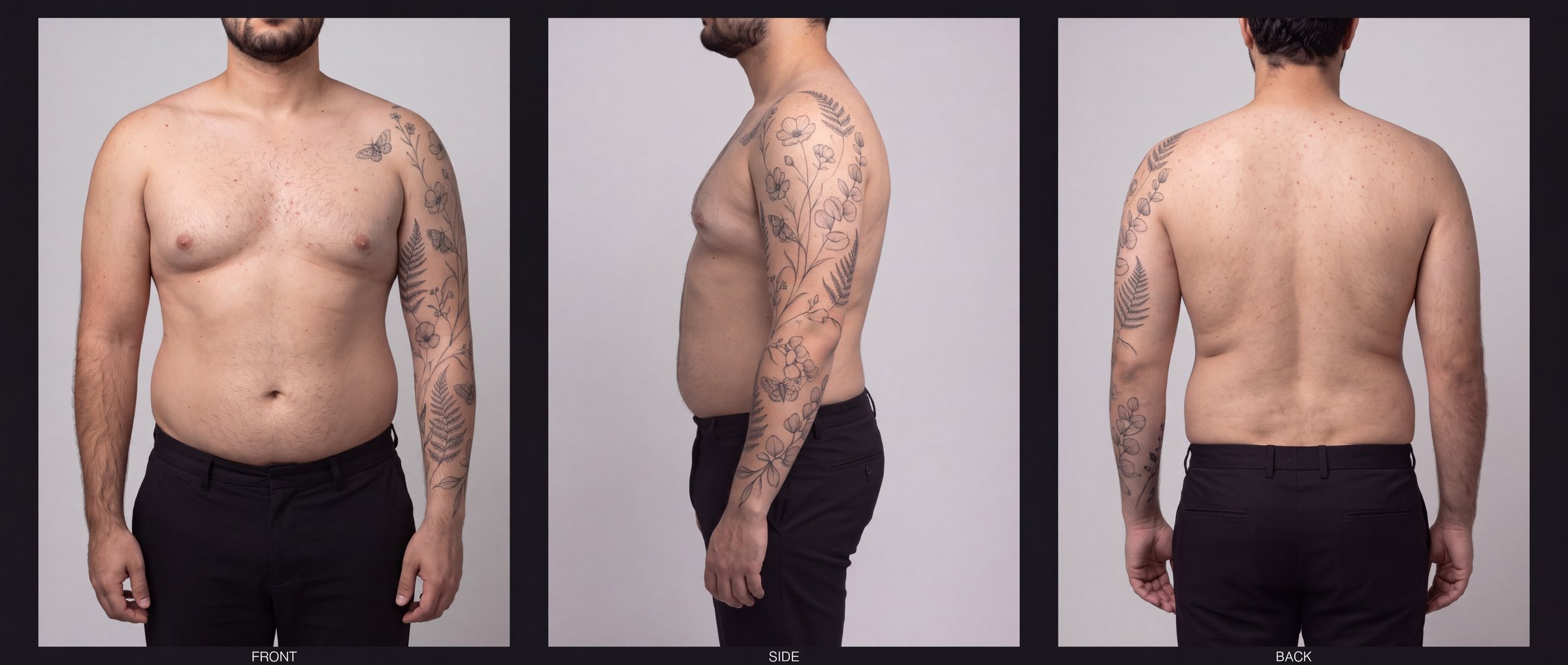 T-06 Fine line: front, side and back
