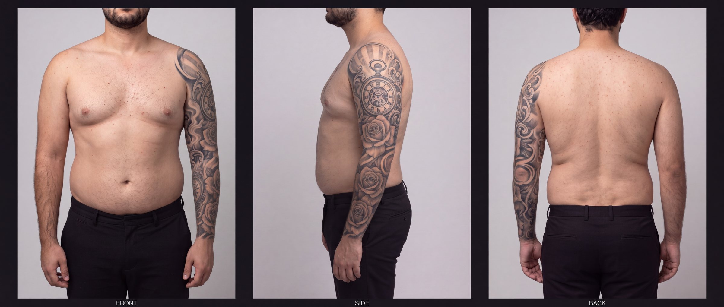 T-11 Chicano black-and-grey: front, side and back
