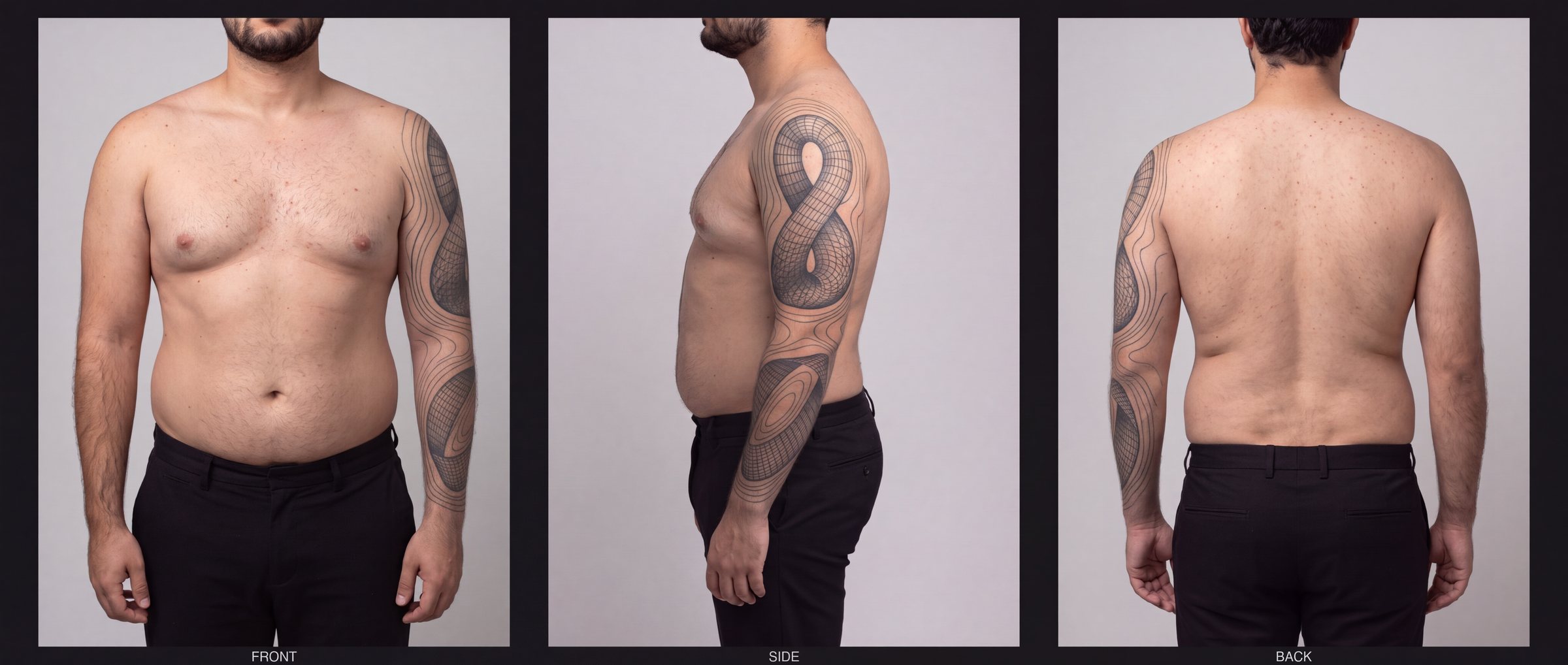 T-60 Klein bottle: front, side and back